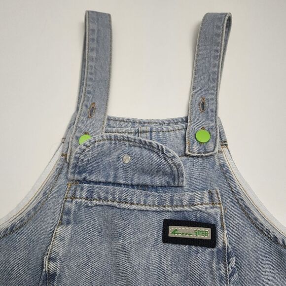 Girls Printed Hearts Blue Denim Jean Overall Pants NEW Size 6-7 - Picture 6 of 8